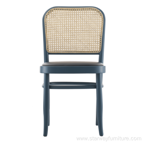 Nordic Style rattan back PU lether dining chair